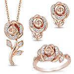 نیم ست گل رز طلا و جواهر زنانه 18 عیار جدید طلای رزگلد و الماس تراش برلیان خاص و مدرن مدل: hdset2131
