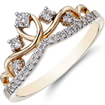 حلقه نامزدی طلا زرد جواهر زنانه با نگین الماس تراش برلیان طرح تاج مدل: eng2294 