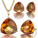 نیم ست سیترین طلا زرد زنانه 18 عیار طرح شیک و مینیمال مدل: hsdf1203