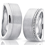 حلقه ست عروسی طلای سفید جواهر با نگین الماس تراش برلیان طرح مینیمال مدل: srd1140