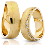 حلقه ست عروسی طلای زرد جواهر با نگین الماس تراش برلیان طرح مینیمال مدل: srd1141