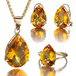 نیم ست طلا و جواهر زنانه گوشواره و آویز طلا 18 عیار با نگین سیترین مدل: hsdf1214