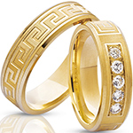 ست حلقه عروسی طلای زرد با نگین جواهر الماس تراش برلیان طرح ورساچه مدل: srd1168