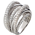 انگشتر الماس تراش برلیان زنانه با طلای سفید طرح چندتایی بزرگ و لاکچری مدل: ring2029