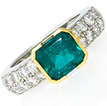 انگشتر جواهر زنانه زمرد و الماس تراش برلیان طرح خاص مینیمال: مدل rgf1371