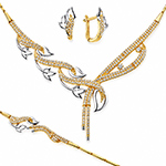 سرویس طلای زرد عروس با نگین الماس تراش برلیان مدل: bset2172