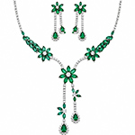 سرویس عروس با نگین زمرد و الماس تراش برلیان طرح گل (flower) مدل: bset2115