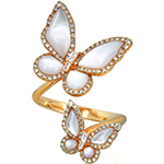 انگشتر پروانه طلا ظریف زنانه جدید جواهر صدف و الماس تراش برلیان مدل: rgf19004