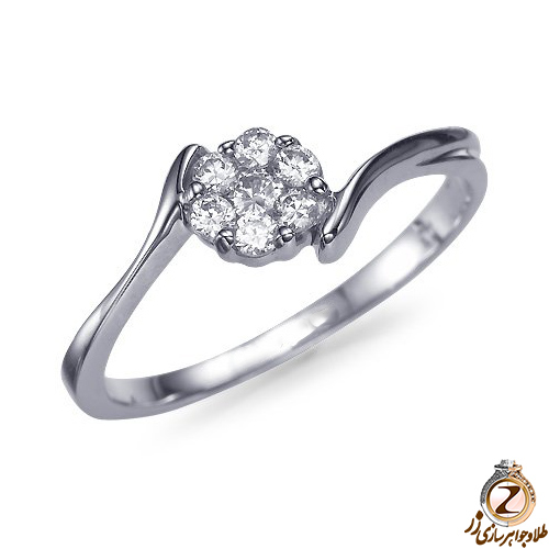 حلقه فلاور (flower) جواهر با نگین الماس تراش برلیان مدل : eng2072 