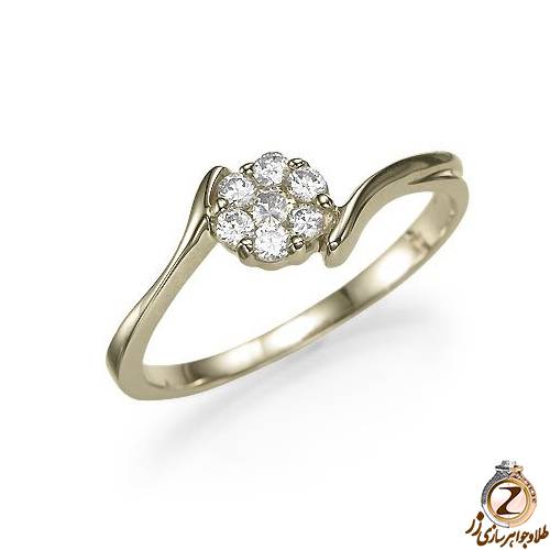خرید حلقه فلاور (flower) جواهر با نگین الماس تراش برلیان طلا زرد