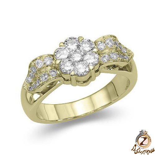 حلقه فلاور (flower) جواهر با نگین الماس تراش برلیان مدل : eng2076