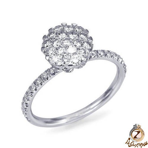 حلقه فلاور (flower) جواهر با نگین الماس تراش برلیان مدل : eng2077
