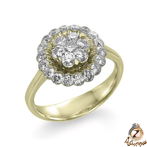 حلقه فلاور (flower) جواهر با نگین الماس تراش برلیان مدل : eng2087