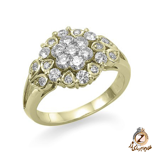 حلقه فلاور (flower) جواهر با نگین الماس تراش برلیان مدل : eng2089