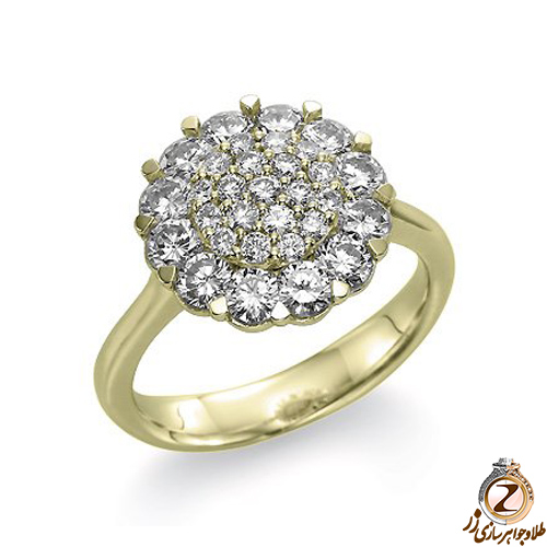 حلقه فلاور (flower) جواهر با نگین الماس تراش برلیان مدل : eng2091