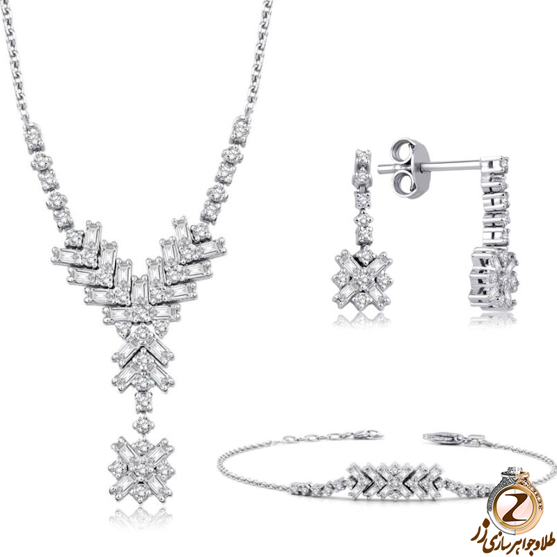 سرویس باگت و برلیان زنانه طلا عروس جدید ترکیبی لوکس و جذاب با طراحی مینیمال - خرید و قیمت در سایت زر