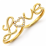 مدل انگشتر طلا زرد با نگین الماس طرح love   