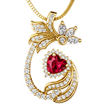 پلاک و آویز طلا طرح قلب یاقوت سرخ و الماس تراش برلیان و مارکیز مدل:npdf13292