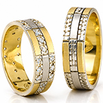 ست حلقه ازدواج طلای زرد و سفید با نگین برلیان مدل: srd1175