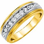 حلقه مردانه طلا زرد و سفید با نگین الماس تراش برلیان: مدل rgm100276