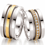 ست حلقه ازدواج طلا سفید و زرد با نگین الماس تراش برلیان مدل: srd1198
