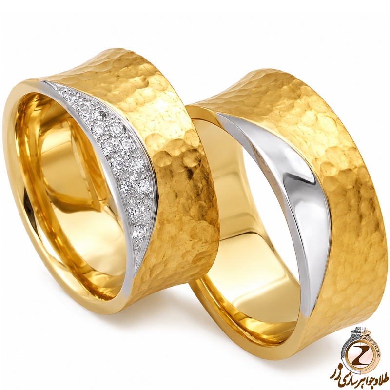 حلقه ست ازدواج طلا با نگین الماس تراش برلیان مدل: srd1207