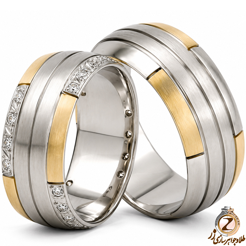 حلقه ست عروسی طلا با نگین الماس تراش برلیان مدل: srd1220