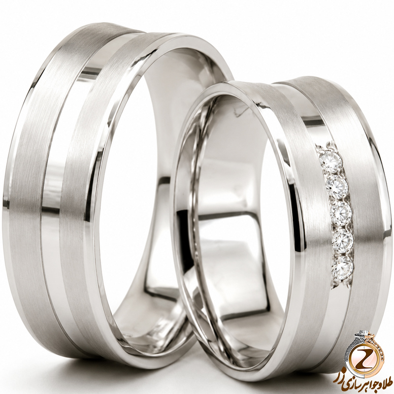 حلقه ست عروسی طلا با نگین الماس تراش برلیان مدل: srd1223