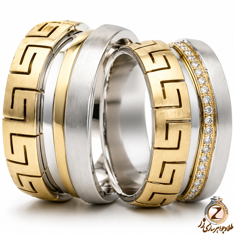 حلقه ورساچی ست عروسی طلا با نگین الماس تراش برلیان مدل: srd1225
