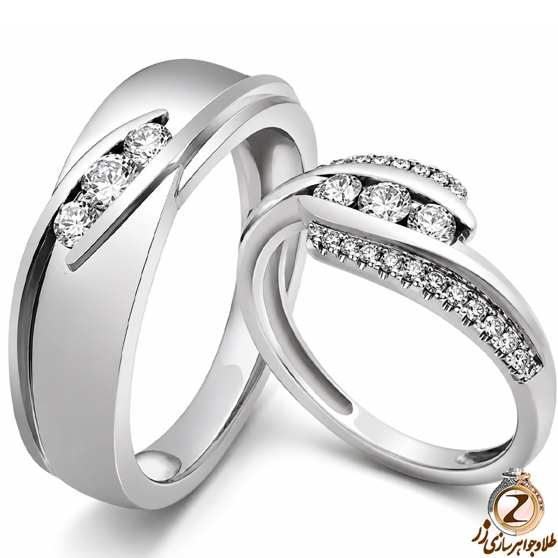حلقه ست عروسی جواهر با نگین الماس تراش برلیان مدل: srd1240
