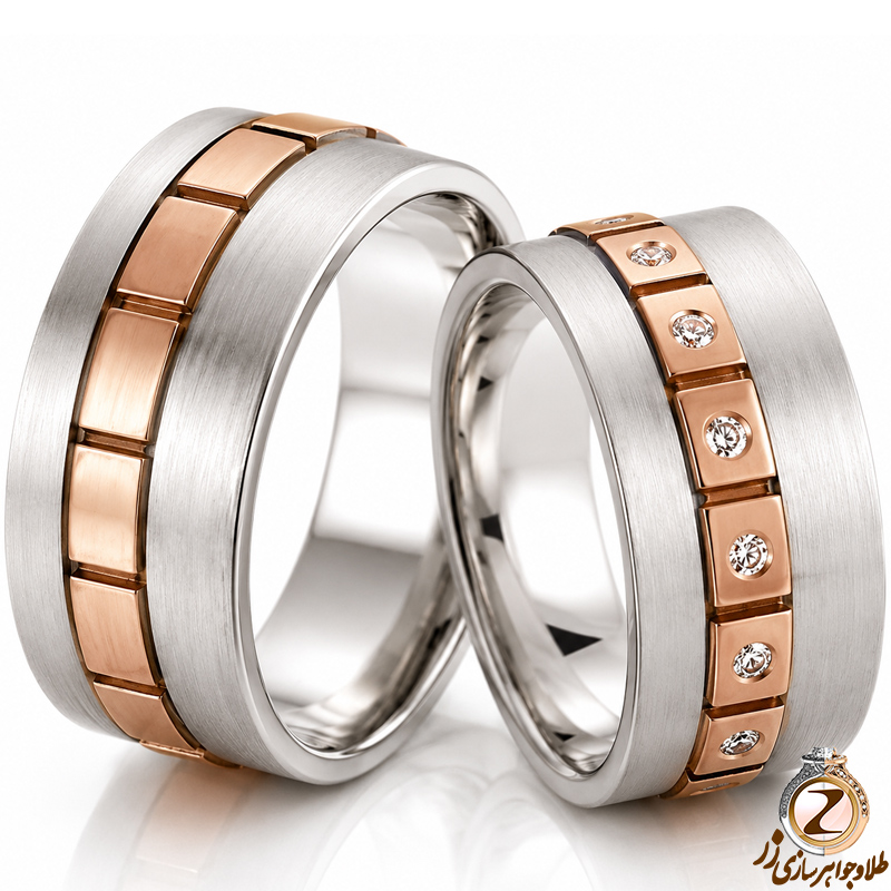 حلقه ست عروسی جواهر با نگین الماس تراش برلیان مدل: srd1242