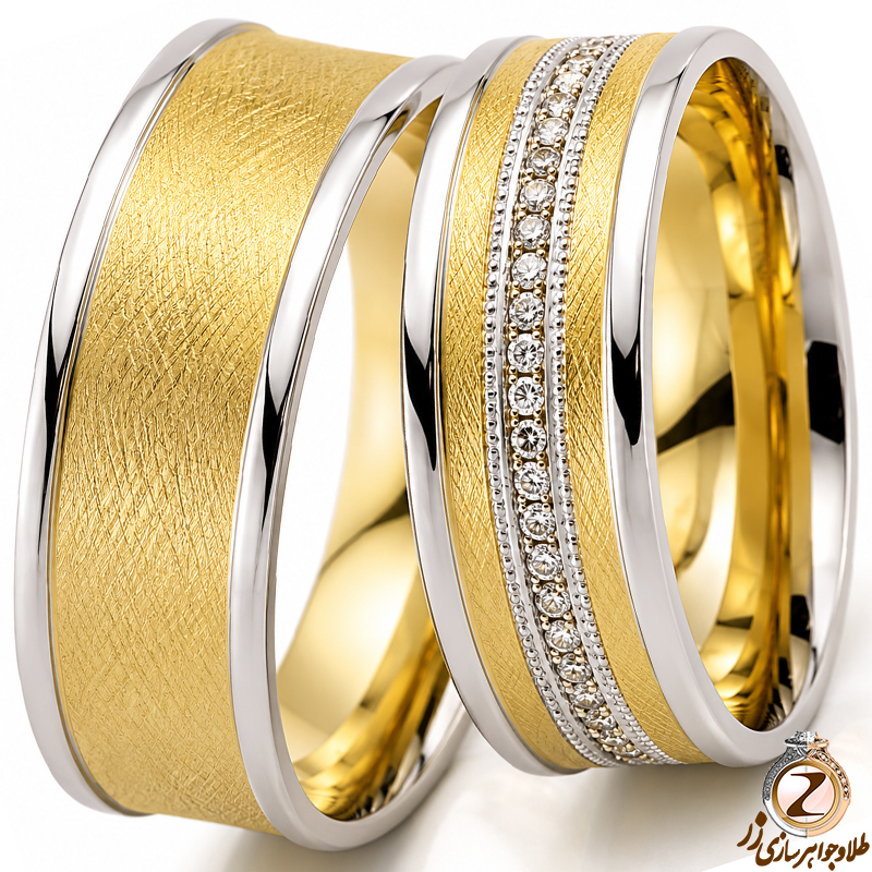 ست حلقه عروسی جواهر با نگین الماس تراش برلیان مدل: srd1279