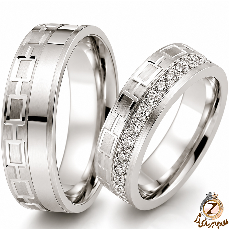 حلقه ست عروسی جواهر با نگین الماس تراش برلیان مدل: srd1299