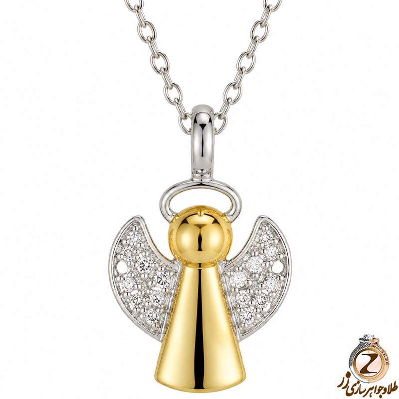آویز بچه گانه جواهر با نگین الماس تراش برلیان طرح فرشته (angel) مدل: pgb2054