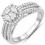 حلقه فلاور (flower) جواهر با نگین الماس تراش برلیان، پرنس و مارکیز مدل : eng2174