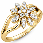 حلقه فلاور (flower) جواهر با نگین الماس تراش برلیان مدل : eng2185
