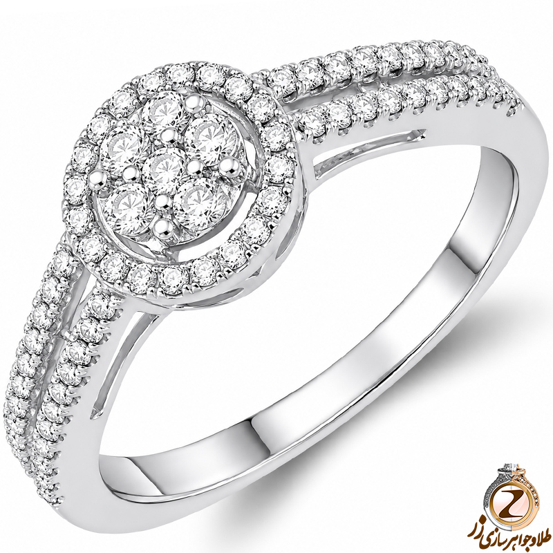حلقه فلاور (flower) جواهر با نگین الماس تراش برلیان مدل : eng2200