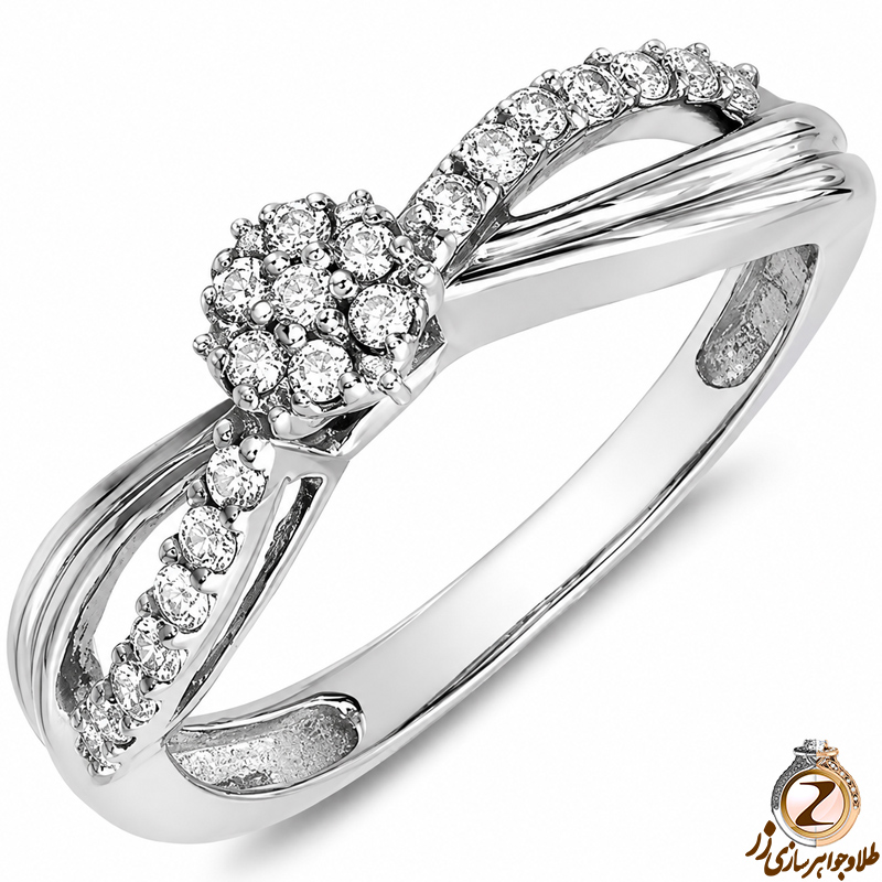 حلقه فلاور (flower) جواهر با نگین الماس تراش برلیان مدل : eng2202