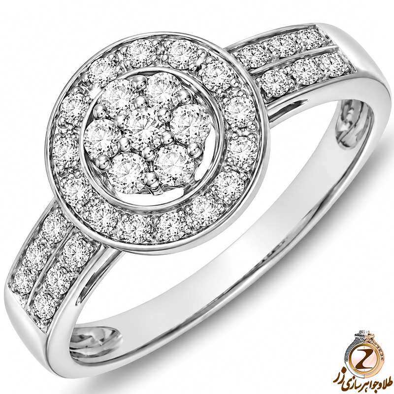 حلقه فلاور (flower) جواهر با نگین الماس تراش برلیان مدل : eng2203