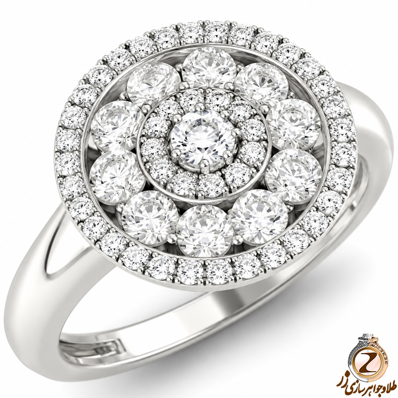 حلقه فلاور (flower) جواهر با نگین الماس تراش برلیان مدل : eng2204