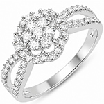 حلقه فلاور (flower) جواهر با نگین الماس تراش برلیان مدل : eng2206