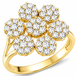 حلقه فلاور (flower) جواهر با نگین برلیان و 7 تا فلاور زیبا مدل : eng2208