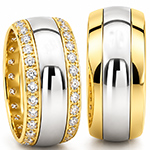 حلقه ازدواج ست طلا دو رنگ با نگین الماس تراش برلیان مدل: srd1570 
