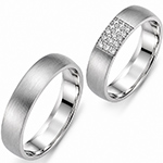 حلقه ازدواج ست طلای سفید با نگین الماس تراش برلیان مدل: srd1603