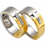 مدل حلقه عروس داماد طلا سفید و زرد با نگین الماس تراش برلیان مدل: srd1079