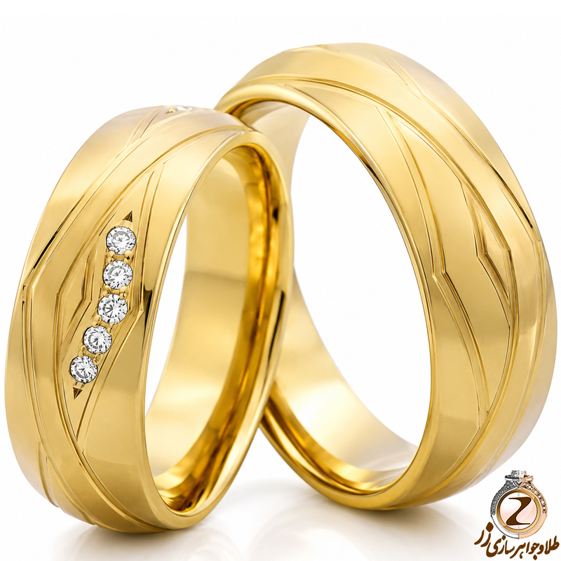 حلقه ست عروسی با نگین الماس تراش برلیان مدل: srd1127