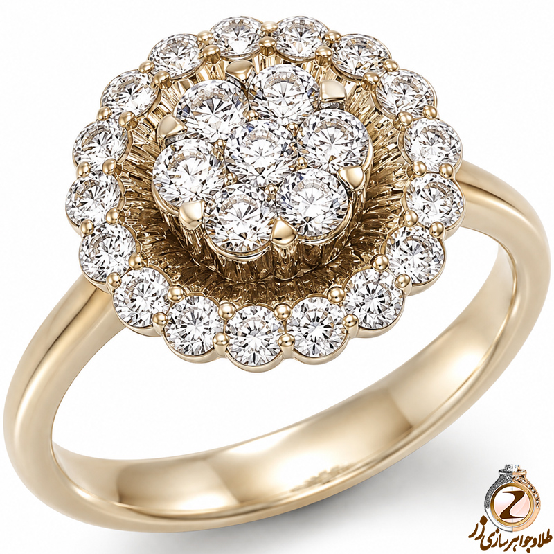 حلقه فلاور (flower) جواهر با نگین الماس تراش برلیان مدل : eng2087