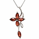 آویز فلاور (flower) زنانه با نگین گارنت با طلای سفید 18 عیار مدل: npdf1225