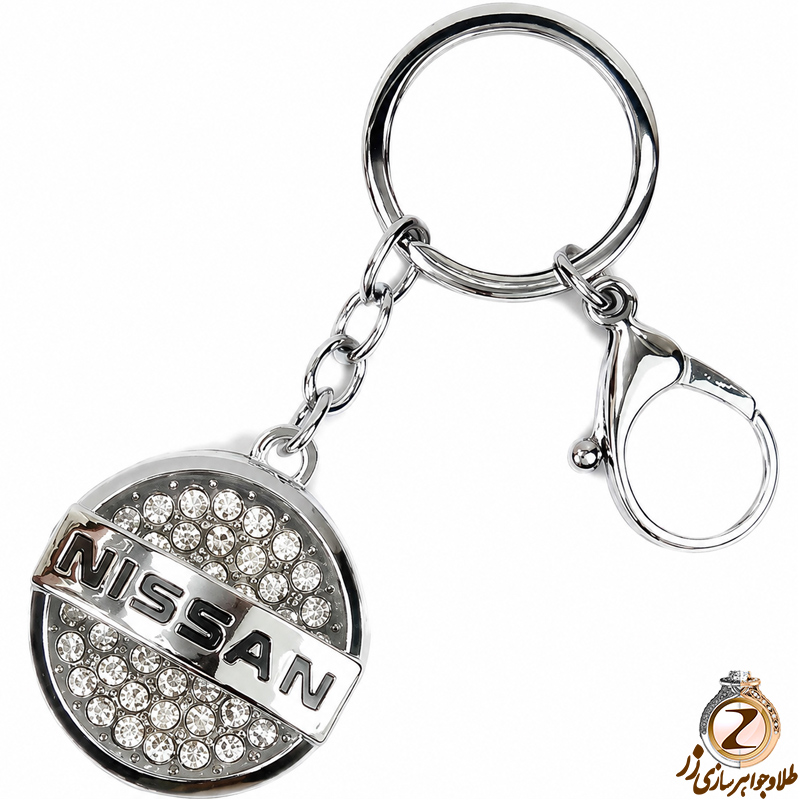 جاسوئیچی طلا و جواهر با نگین الماس تراش برلیان طرح نیسان (Nissan): مدل kgd1001