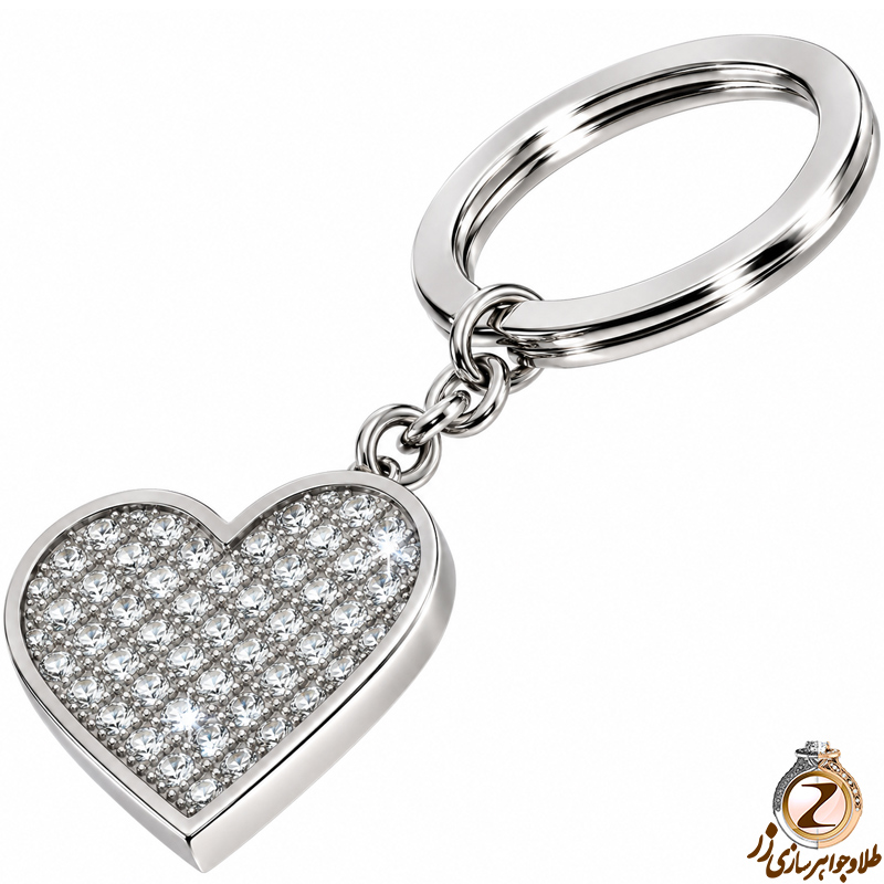 جاکلیدی طلا و جواهر با نگین الماس تراش برلیان طرح قلب (Heart): مدل kgd1019